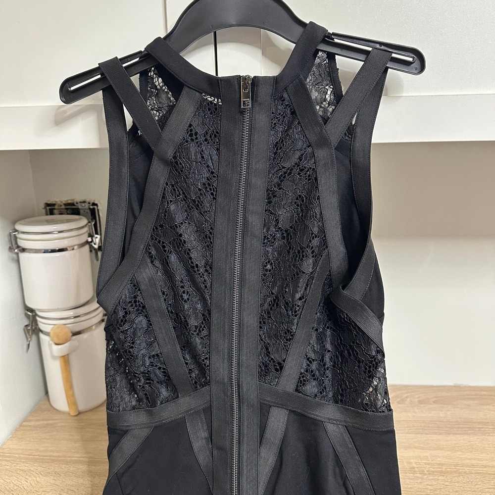 AllSaints Kiro Dress Womens Size 6 Black Lace Cutout Bodycon Mini LBD Cocktail - Picture 9 of 13